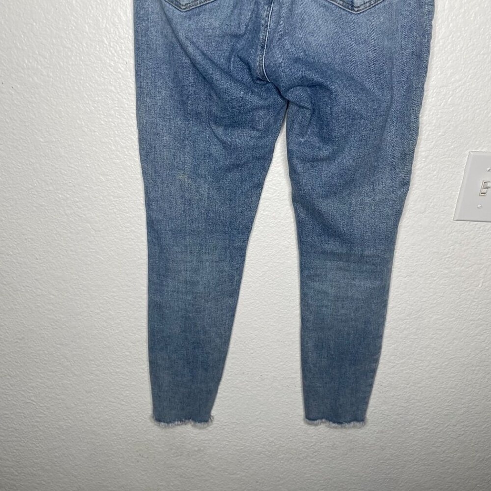 Loft Curvy High Waist Skinny Ankle Jeans Blue Distressed Raw Hem Size 25 0 - Picture 13 of 15
